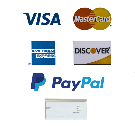 We accept all payments, Visa, MasterCard, AMEX, Discover, and PayPal