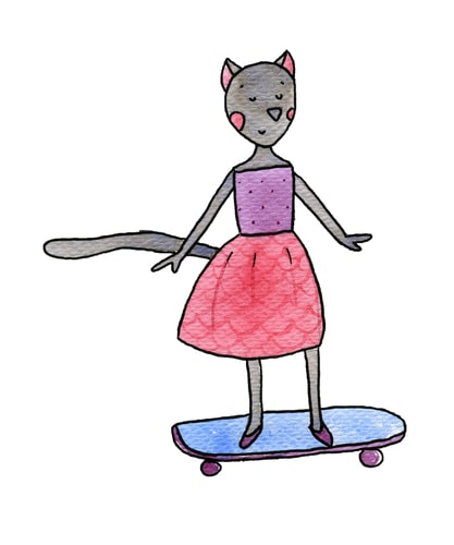 cat skate boarding