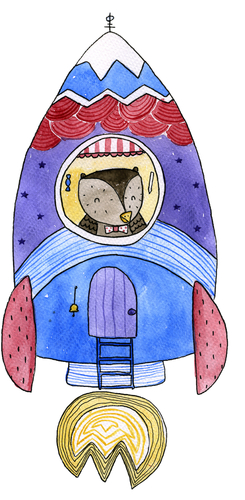 Rocket,Watercolor,Illustration