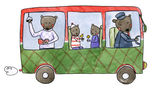 Bus,Watercolor,Illustration