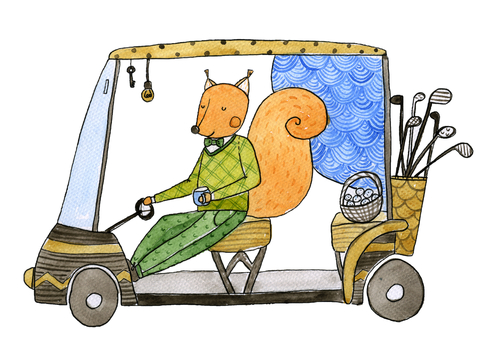 Golf,Car,Watercolor,Illustration