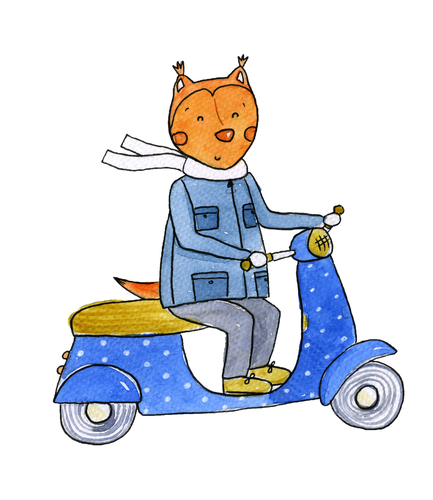 Scooter,Watercolor,Illustration